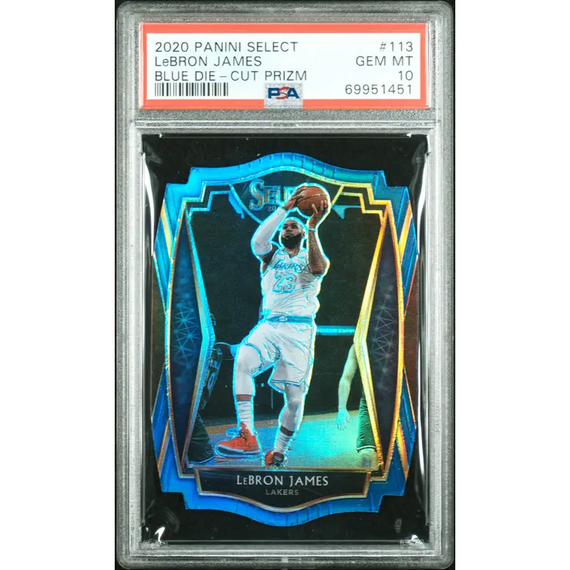 LeBron James 2020 Panini Select Blue Die-Cut Prizm #38/249 PSA 10 Gem Mint