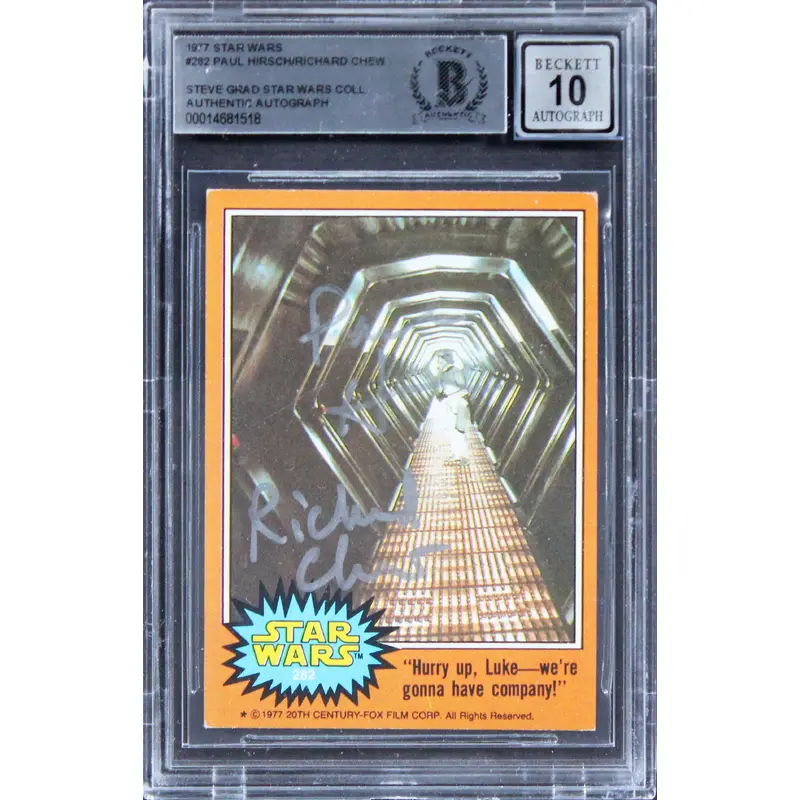 Paul Hirsch & Richard Chew Signed 1977 Star Wars #282 Card Auto 10! BAS Slabbed