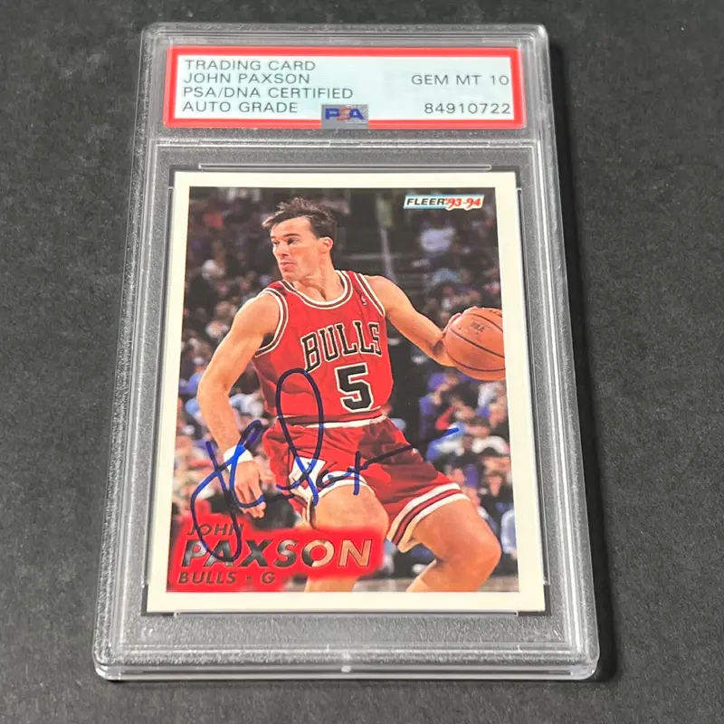 1993-94 Fleer #30 John Paxson Signed Card PSA AUTO 10 Slabbed Auto Bulls