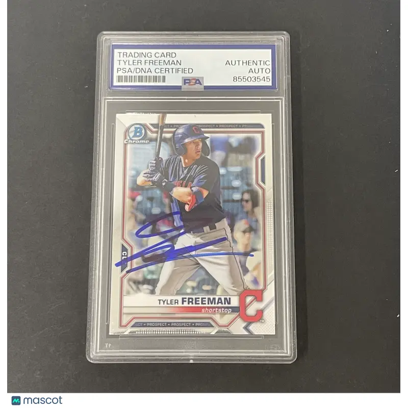 2021 Bowman Chrome Prospect #BCP-119 Tyler Freeman signed card PSA