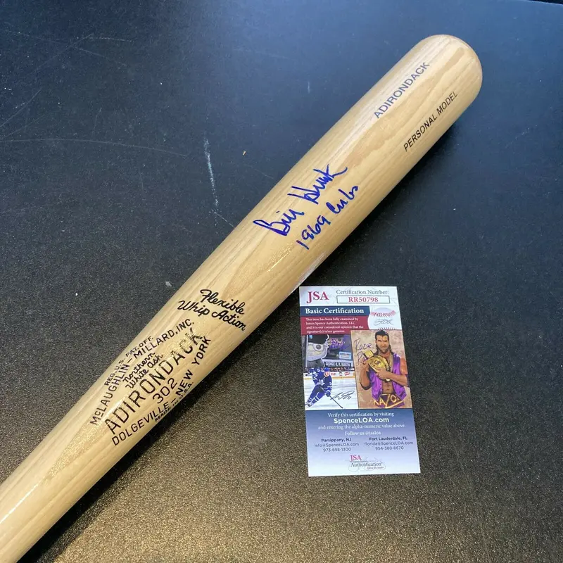 Bill Heath Signed Adirondack Baseball Bat 1969 Chicago Cubs With JSA COA