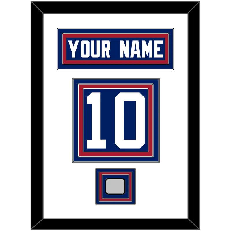 New York Nameplate & Number (Back) With Super Bowl Jersey Patch - Home Blue - Triple Mat 1