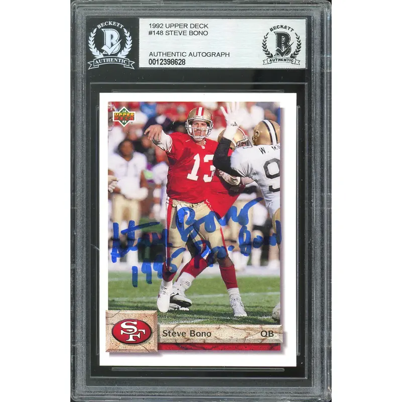 49ers Steve Bono "1995 Pro Bowl" Signed 1992 Upper Deck #148 Card BAS Slabbed