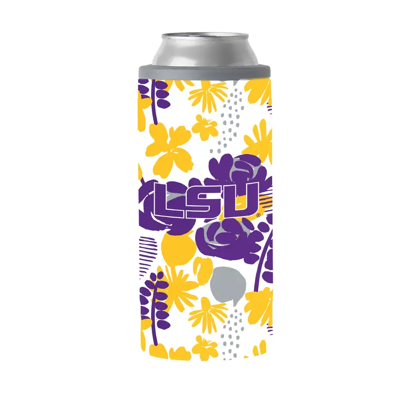 Louisiana State 12oz Floral Slim Can Coolie