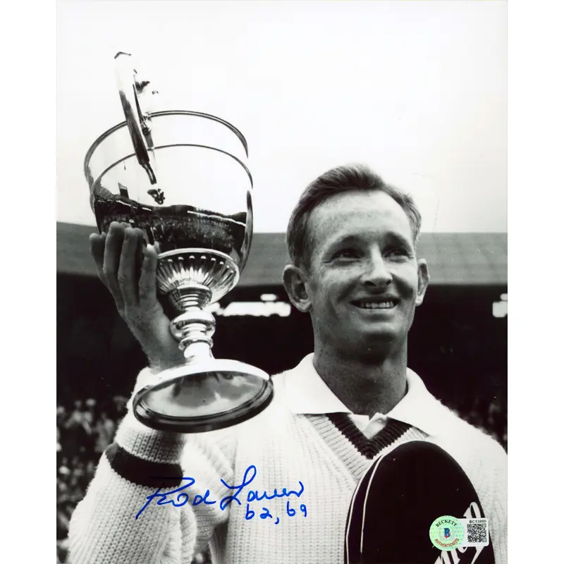 Rod Laver "62, 69" Authentic Signed 8x10 Black & White Photo BAS #BC13809