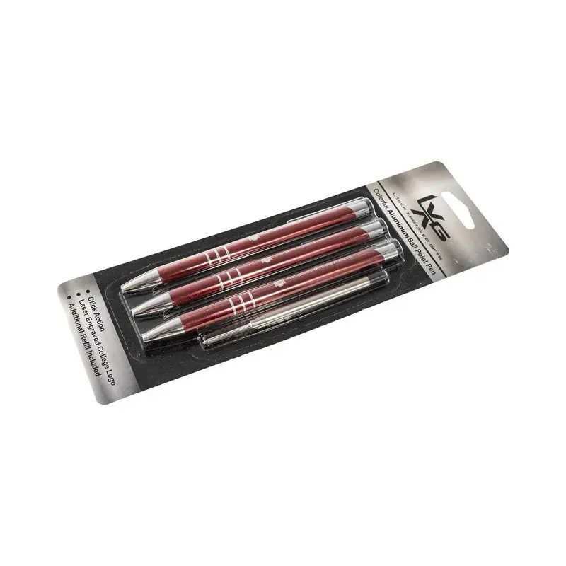 WSU Set of 3 Metallic Red Engraved Refillable Pens