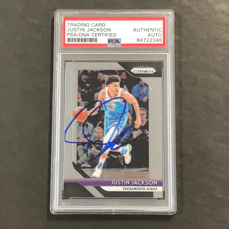 2018-19 Panini Prizm #191 JUSTIN JACKSON Signed Card AUTO PSA Slabbed Kings