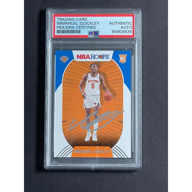 2020-21 NBA Hoops #249 IMMANUEL QUICKLEY Signed Card AUTO PSA Slabbed RC Knicks