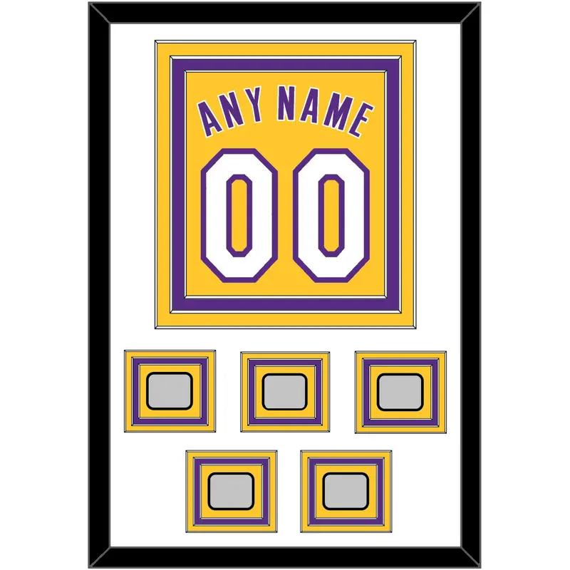 Los Angeles Name & Number With 5 Finals Patches - Home Yellow (1999-2018) - Triple Mat 1