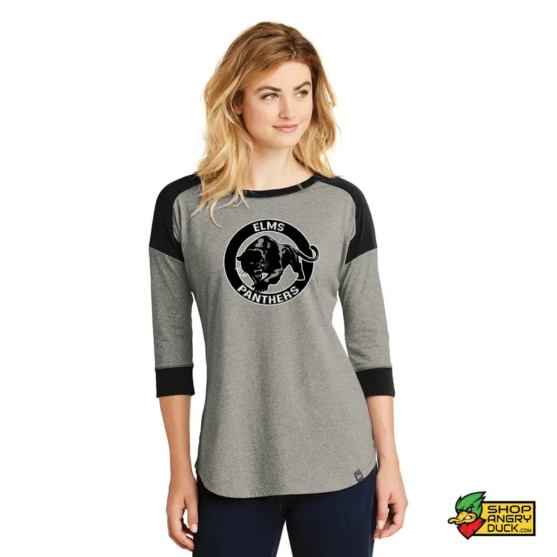 Our Lady of the Elms Panthers New Era Ladies 3/4-Sleeve Raglan Tee 2