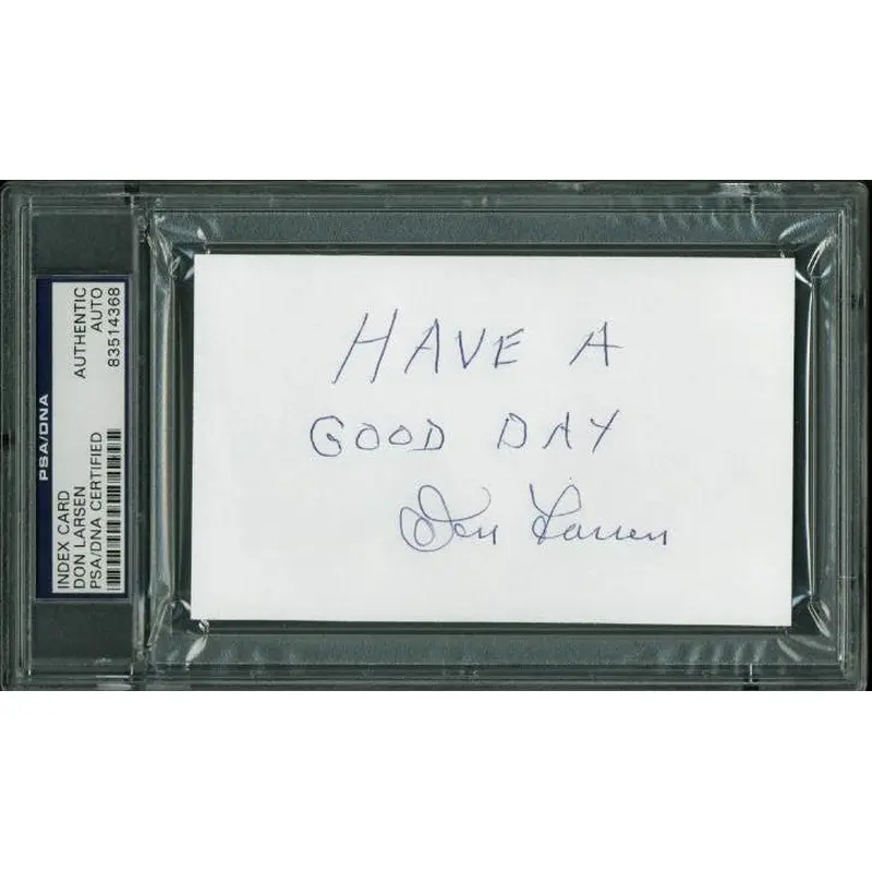 Yankees Don Larsen Authentic Signed 3X5 Index Card Autographed PSA/DNA Slabbed