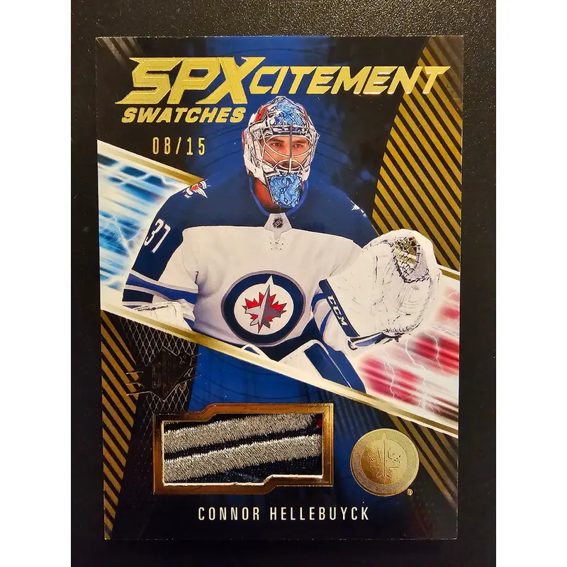 2018-19 Upper Deck SPx - SPXcitement Swatches - Premium - Connor Hellebuyck #XS-CH /15