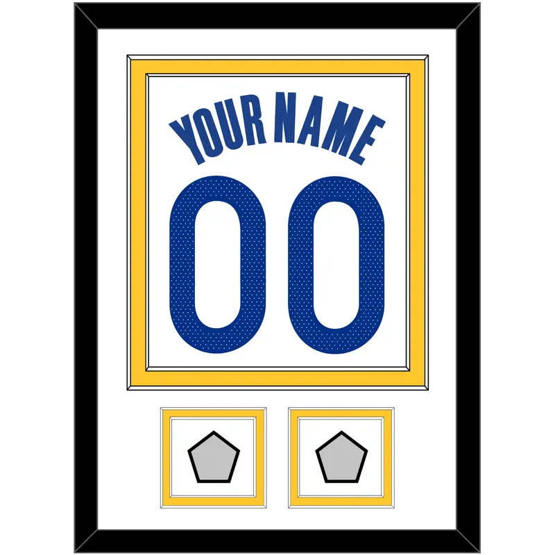 Golden State Name & Number With 2 Finals Patches - White Association - Double Mat 1