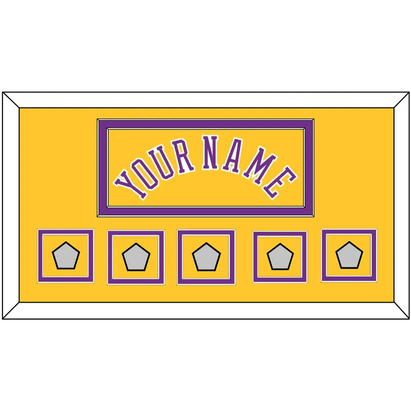 Los Angeles Name & 5 Trophy Patches - Home Yellow (1978-1997) - Double Mat 2