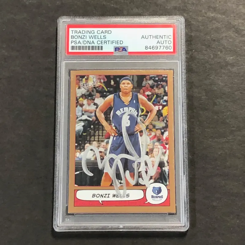 2003-04 Topps Bazooka #160 Bonzi Wells Signed Card PSA Slabbed Grizzlies