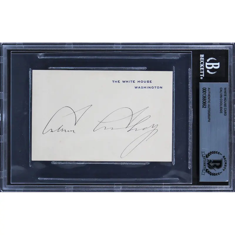 Calvin Coolidge Authentic Signed 2.75x4.25 White House Card BAS Slabbed