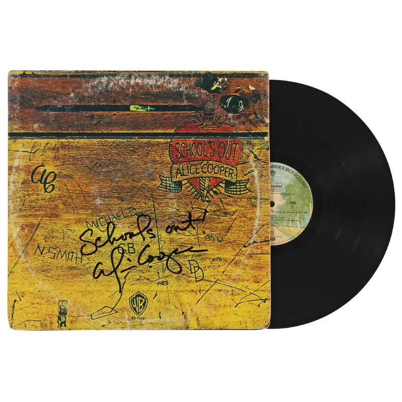 Alice Cooper "Schools Out" Signed Schools Out Album Cover W/ Vinyl BAS Wit 3