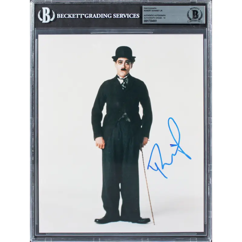 Robert Downey Jr. Chaplin Authentic Signed 8x10 Photo Auto Graded 10 BAS Slabbed
