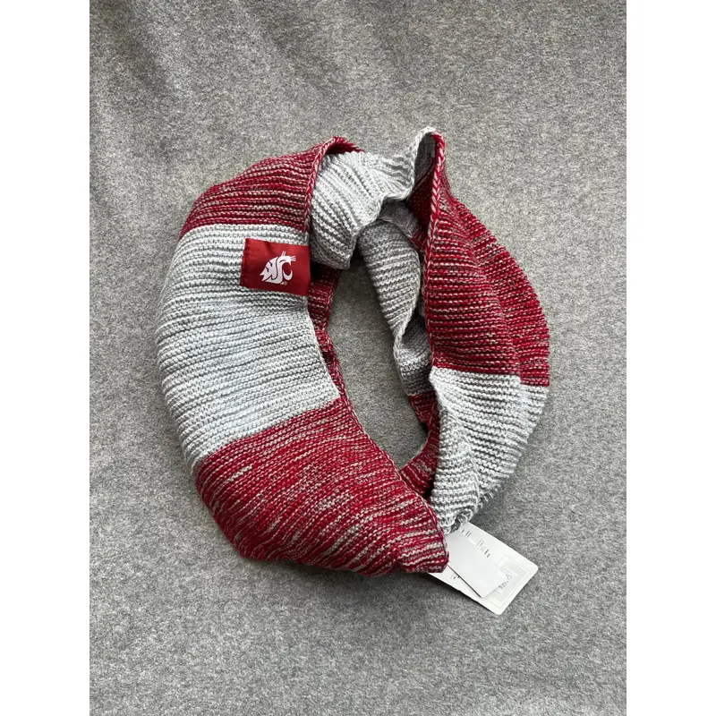 WSU Crimson and Gray Knitted Infinity Scarf