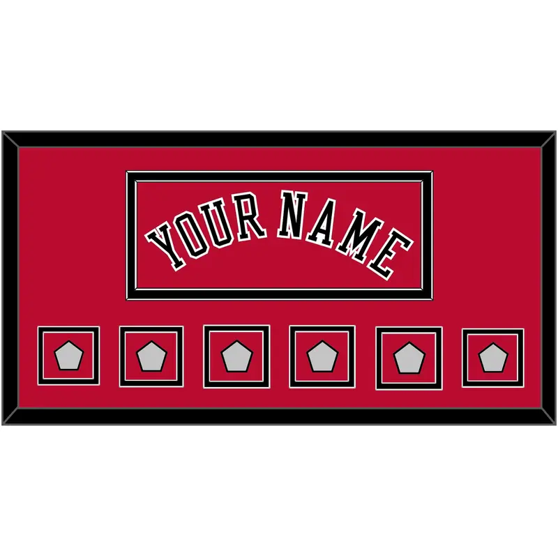 Chicago Name & 6 Champions Trophy Patches - Road Red (1986-2017) - Double Mat 2