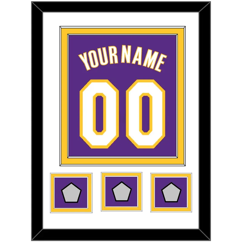 Los Angeles Name & Number With 3 Finals Patches - Road Purple (1999-2004) - Double Mat 1