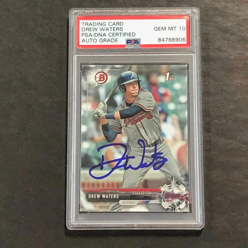 2018 Bowman 1st #BD-90 Drew Waters Signed Card PSA Slabbed Auto Grade 10 Braves