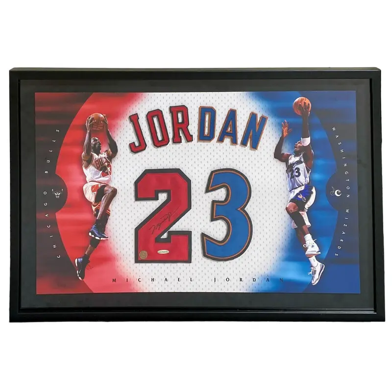 Michael Jordan Signed Jersey Numbers #23 Display Upper Deck UDA COA