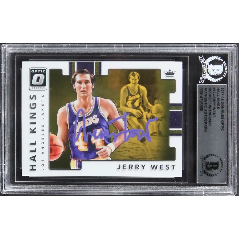 Lakers Jerry West Signed 2017 Donruss Optic Hall Kings #12 Card BAS Slabbed