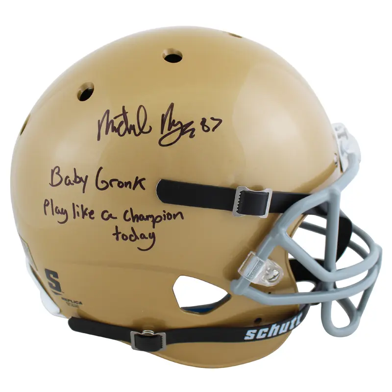 Notre Dame Michael Mayer "2x Insc" Signed Schutt F/S Speed Rep Helmet BAS Wit