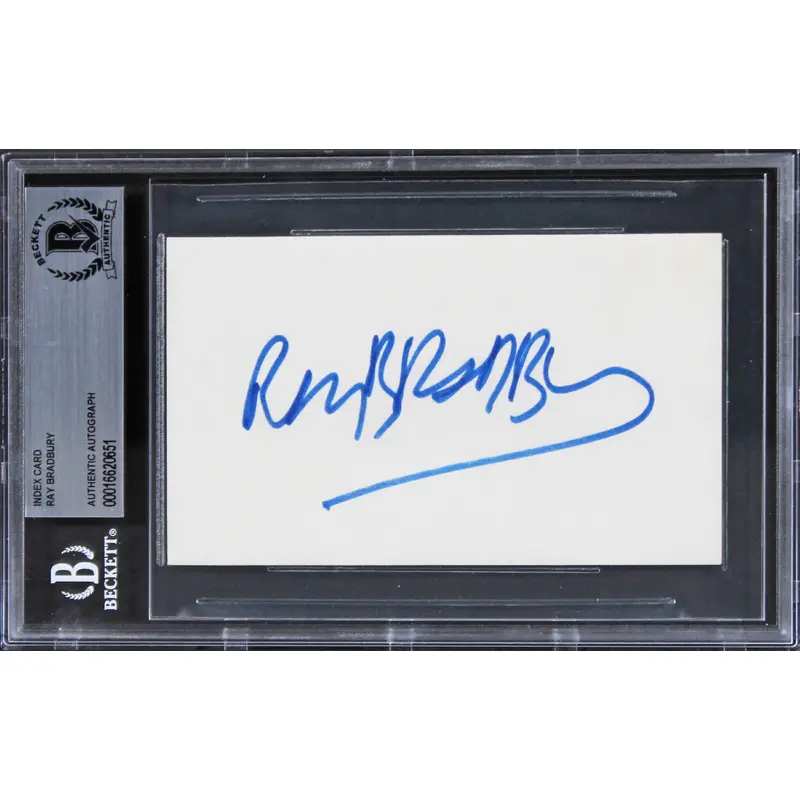 Ray Bradbury Fahrenheit 451 Authentic Signed 3x5 Index Card BAS Slabbed 1