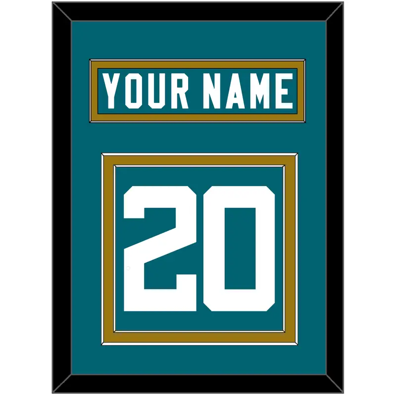 Jacksonville Nameplate & Number (Back) - Home Teal - Double Mat 4