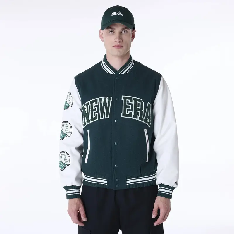 New Era Patch Dark Green Varsity Jacket