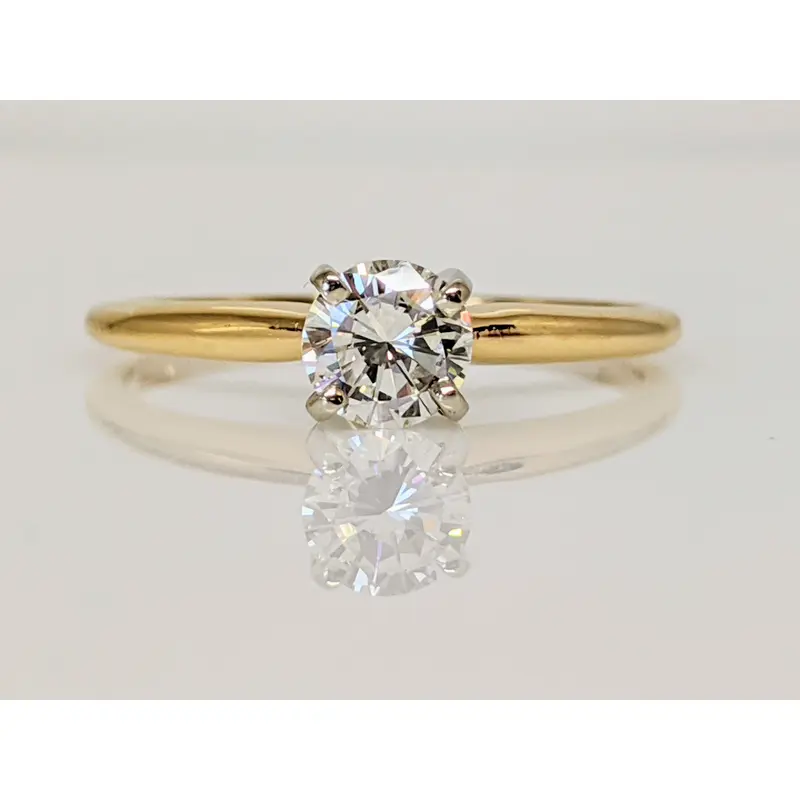 14K .38 CARAT TOTAL SI1 I DIAMOND ROUND SOLITARE ESTATE RING 1.6 GRAMS
