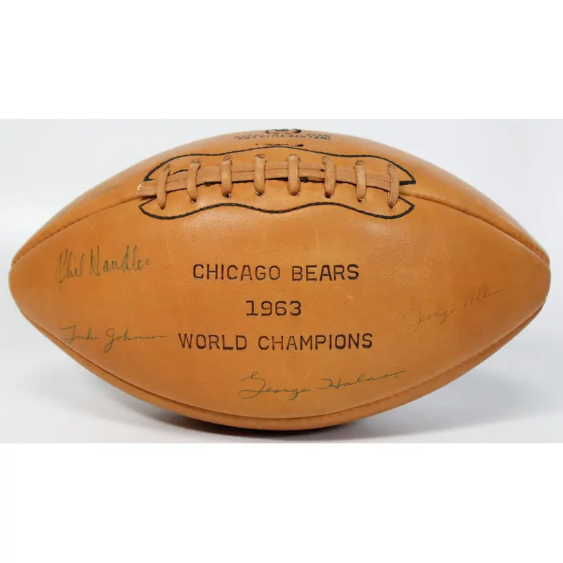 1963 Chicago Bears Super Bowl Champs Team Signed Vintage Football JSA COA