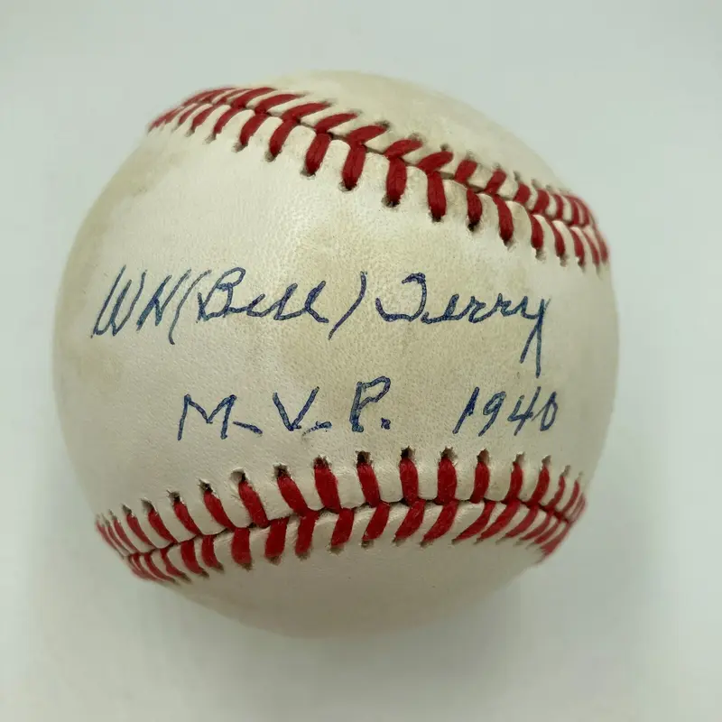 Bill Terry MVP 1940 Signed Inscribed National League Baseball JSA COA RARE