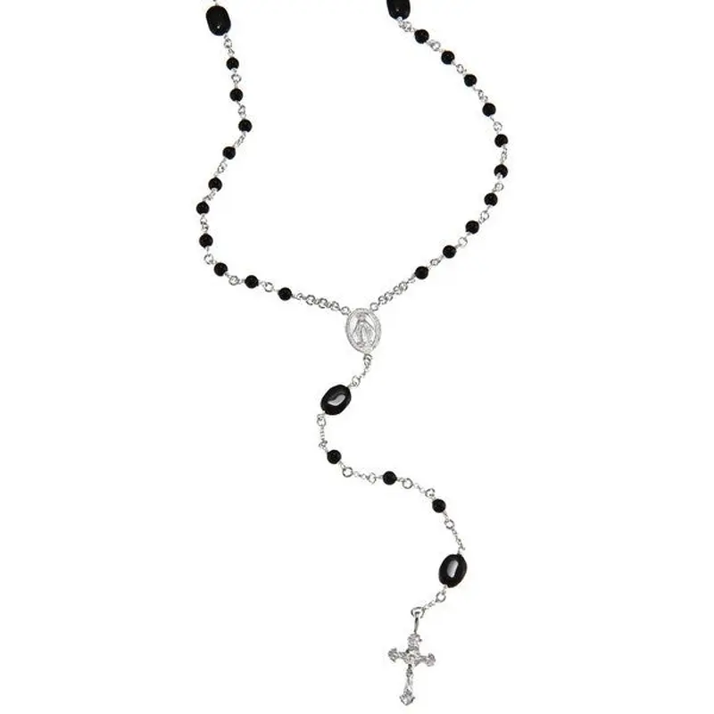 Sterling Silver Onyx Beads Rosary