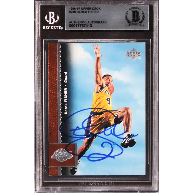 Lakers Derek Fisher Authentic Signed 1996 Upper Deck #238 Card BAS Slabbed