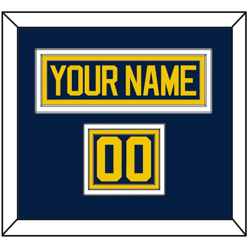 Michigan Hockey Nameplate & Number (Shoulder) - Road Blue - Triple Mat 2