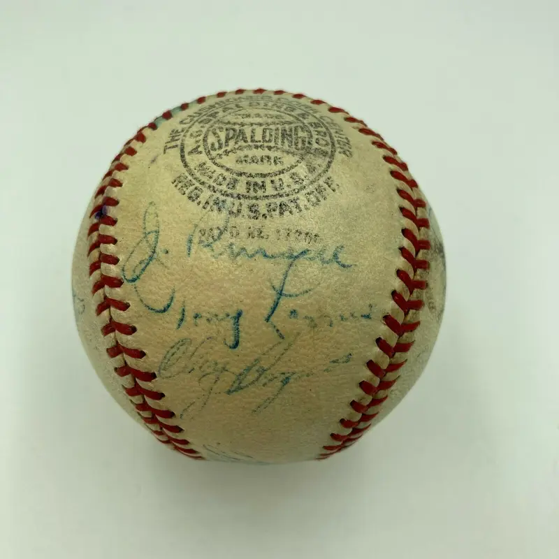 1938 Chicago Cubs NL Champs Team Signed Baseball Dizzy Dean Tony Lazzeri JSA COA