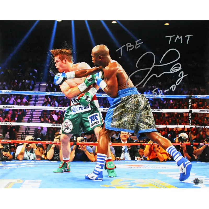 Floyd Mayweather "TBE, TMT, 50-0" Signed 16x20 Horizontal Photo BAS #BP00954