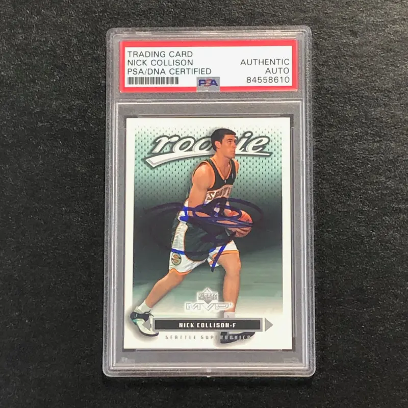 2003-04 Upper Deck MVP #212 Nick Collison Signed Card AUTO PSA Slabbed RC Sonics