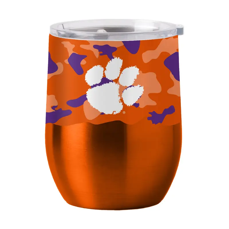Clemson 16oz Camo Stainless Curved Beverage