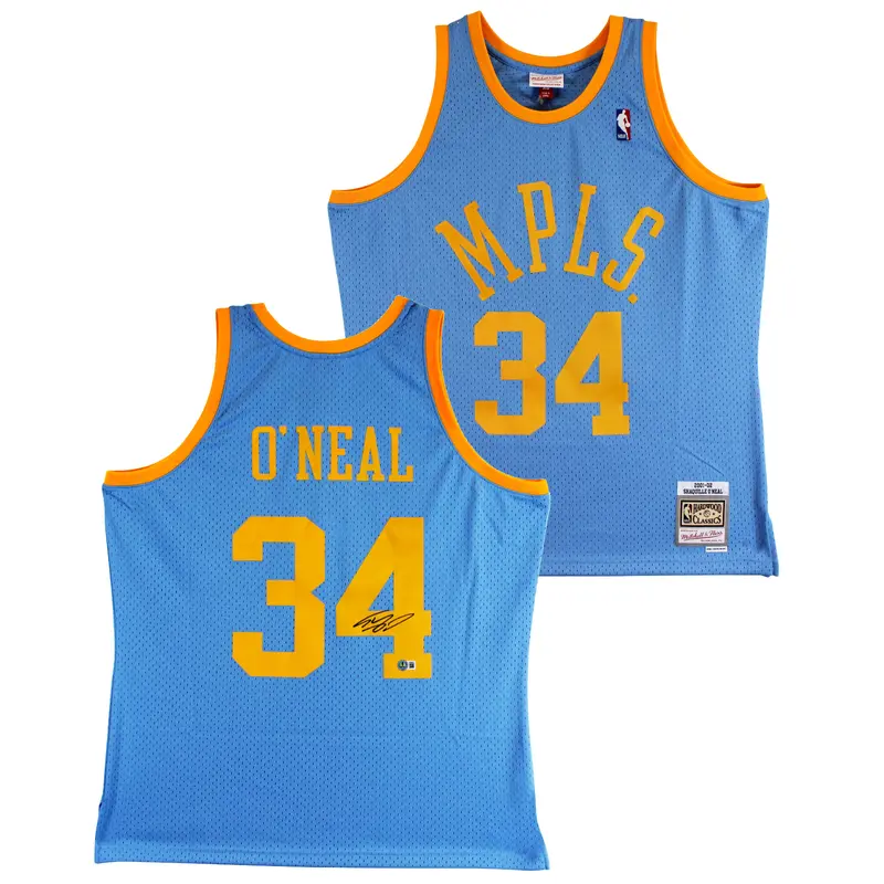 Lakers Shaquille O'Neal Authentic Signed Blue 2001-02 TB M&N HWC Jersey BAS Wit