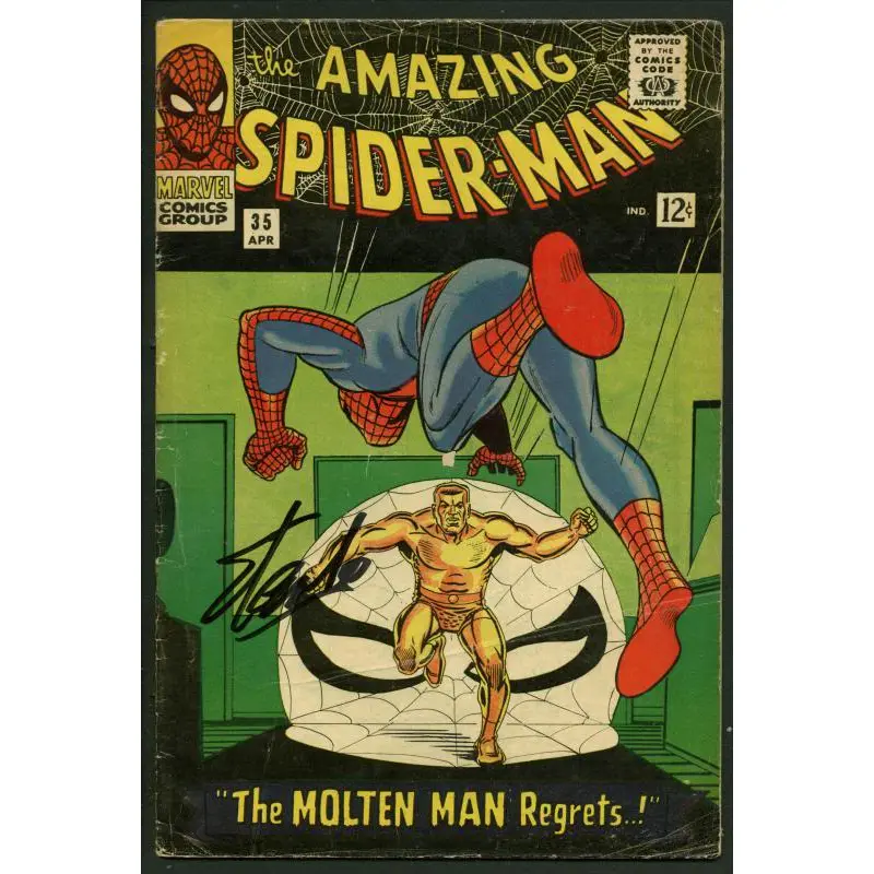 Stan Lee Signed Amazing Spider-Man #35 Comic Book Molten Man PSA/DNA #V07970