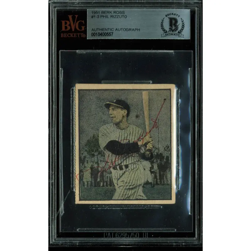 Yankees Phil Rizzuto Authentic Signed 1951 Berk Ross #1-3 Auto Card BAS Slabbed