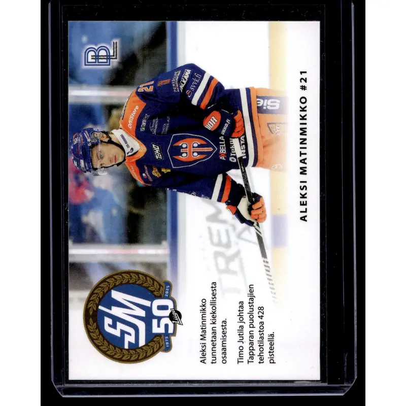 2024-25 Blueline Tappara Team Set - Match Card - Aleksi Matinmikko #2