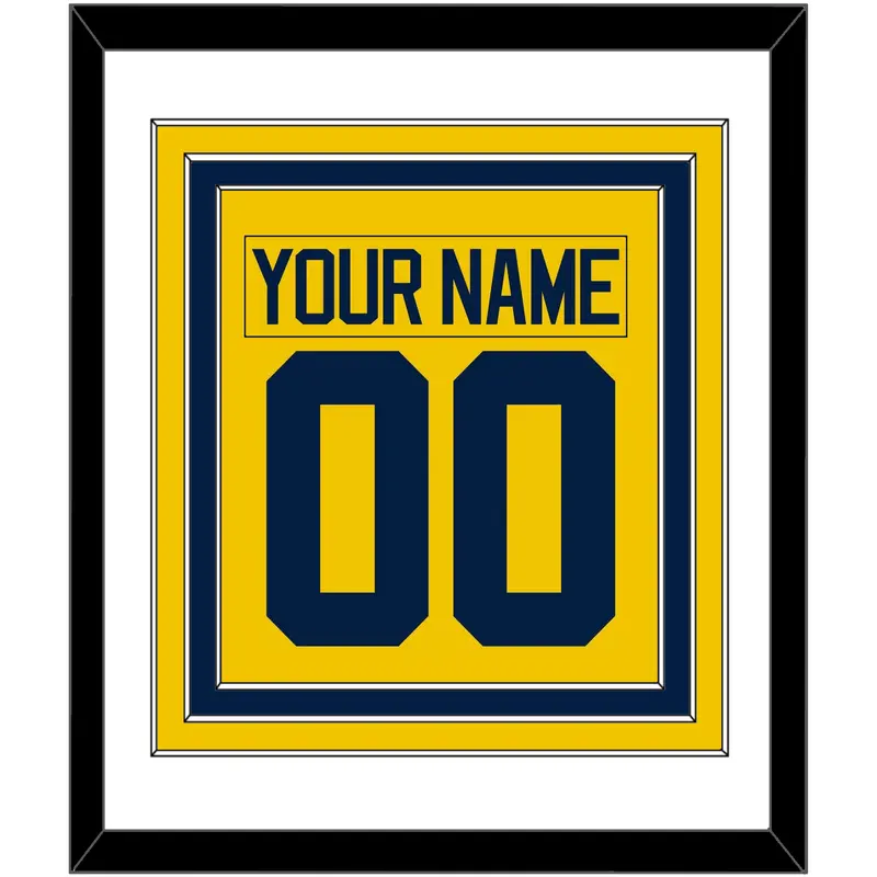 Michigan Hockey Nameplate & Number (Back) Combined - Alternate Maize - Triple Mat 1