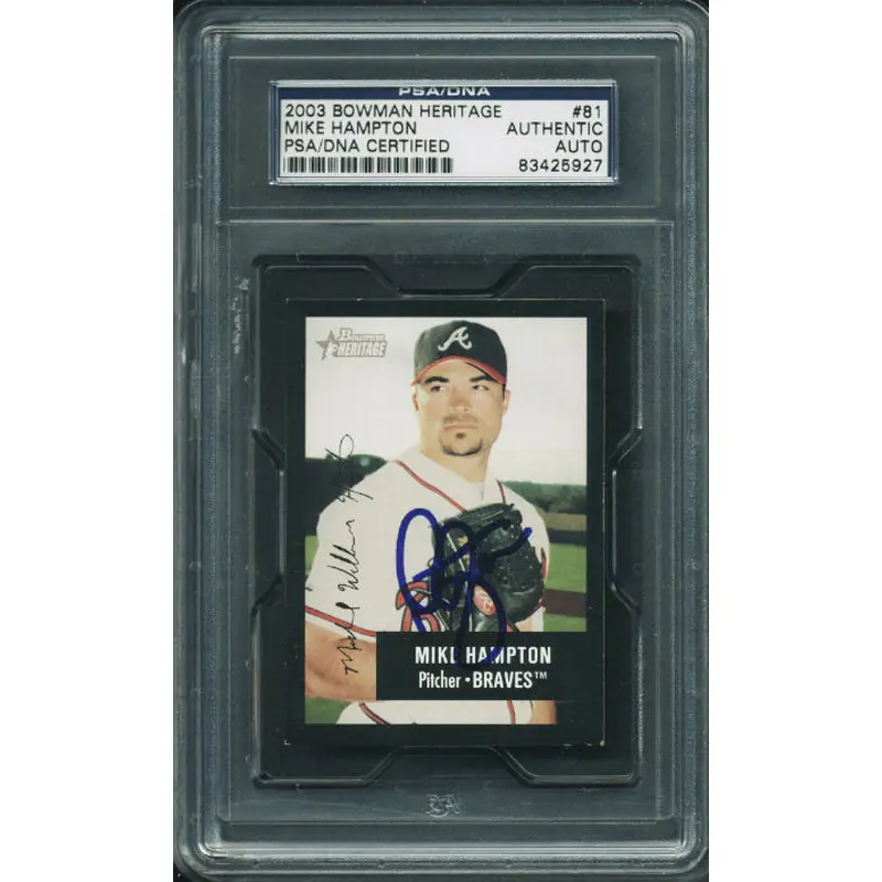 Braves Mike Hampton Authentic Signed Card 2003 Bowman Heritage #81 PSA Slabbed
