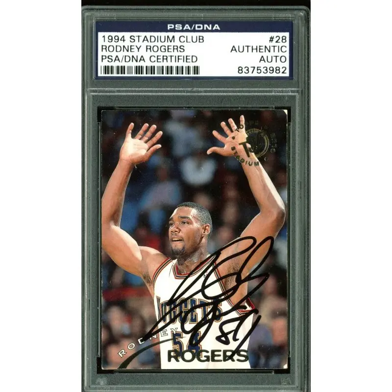 Nuggets Rodney Rogers Authentic Signed Card 1994 Stadium Club #28 PSA Slabbed