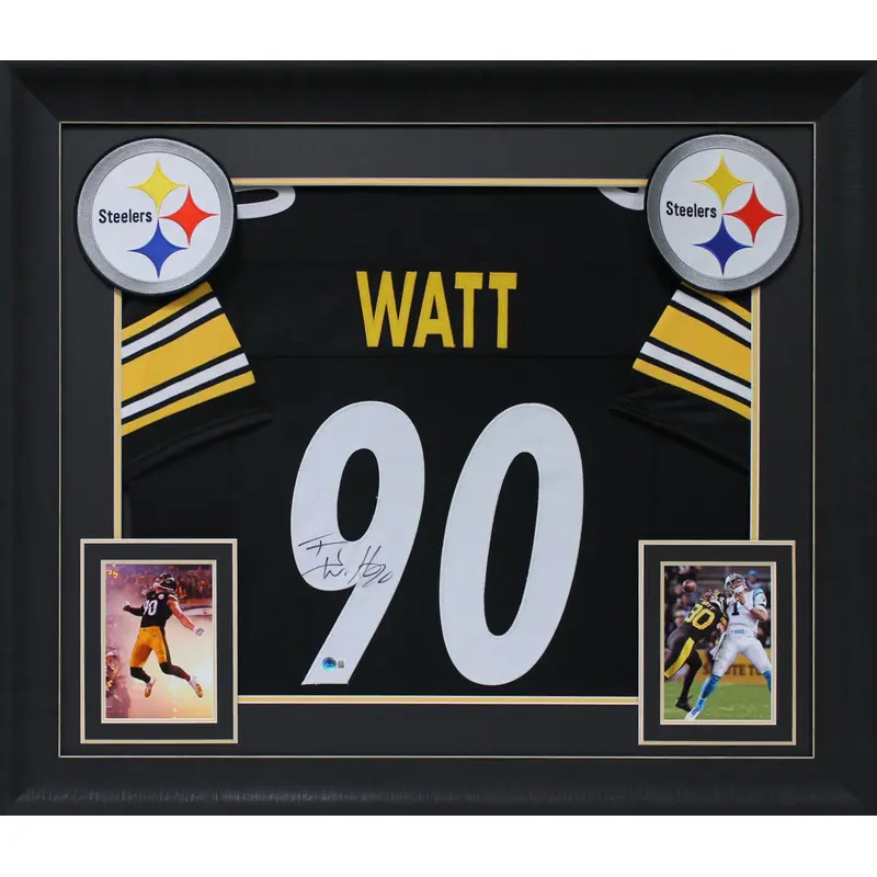 T.J. Watt Authentic Signed Black Pro Style Framed Jersey Autographed BAS Witness